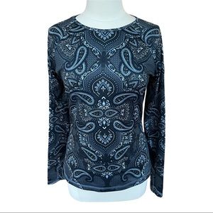 Athleta Sierra Nevada Brushed Thermal Paisley Base Layer Thumbholes Long Sleeve